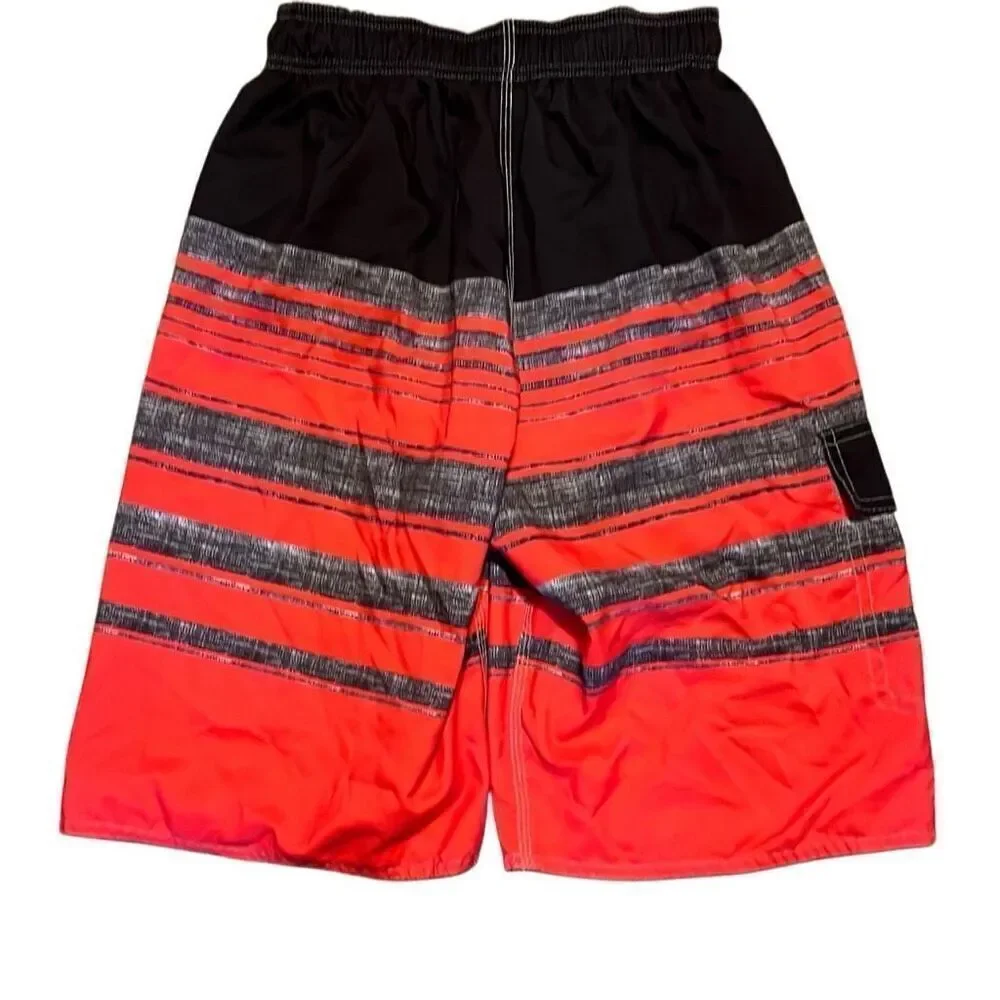 Nonwe Men’s 28 Red and Black Striped Swim Board Shorts